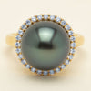 18ct Yellow Gold 12.8mm Tahitian Pearl Diamond Callisto Ring - Ring - Walker & Hall