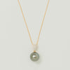 18ct Yellow Gold 12.7mm Tahitian Pearl & Diamond Aegean Pendant - Necklace - Walker & Hall