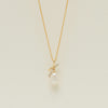 9ct Yellow Gold Freshwater Pearl Diamond Bow Pendant - Necklace - Walker & Hall