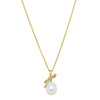 9ct Yellow Gold Freshwater Pearl Diamond Bow Pendant - Pendant - Walker & Hall