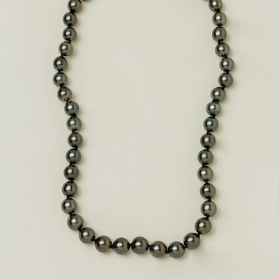 9ct White Gold 8-10.4mm Black Pearl Strand 44cm - Necklace - Walker & Hall