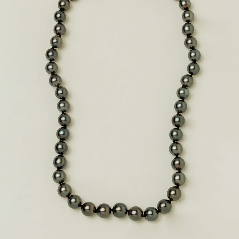 9ct White Gold 8-10.4mm Black Pearl Strand 44cm - Necklace - Walker & Hall