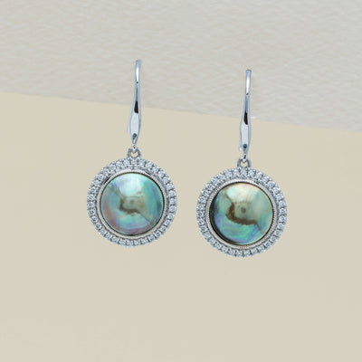 18ct White Gold 9mm Paua Pearl Daisy Earrings - Earrings - Walker & Hall
