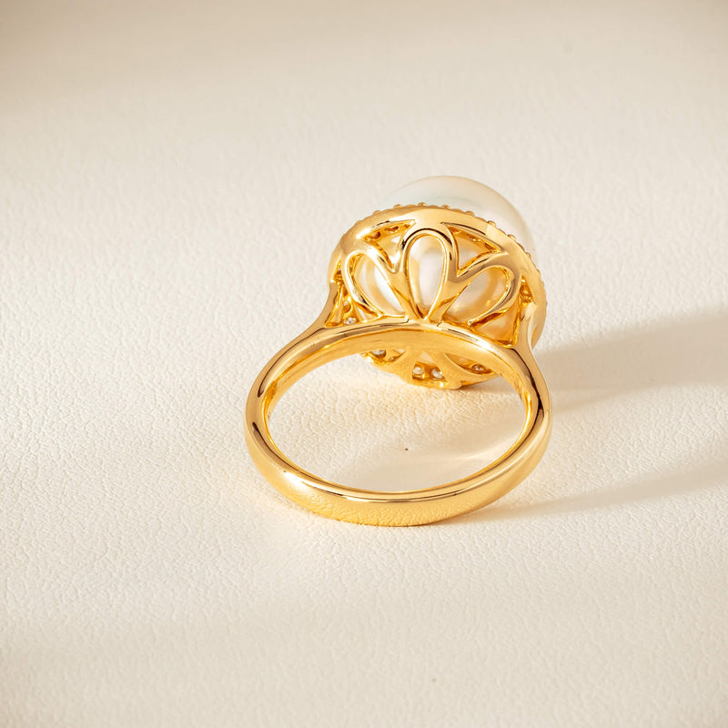 18ct Yellow Gold 12.8mm South Sea Pearl & Diamond Callisto Ring - Ring - Walker & Hall