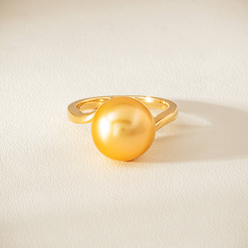 18ct Yellow Gold 12mm Golden South Sea Pearl Ring - Ring - Walker & Hall