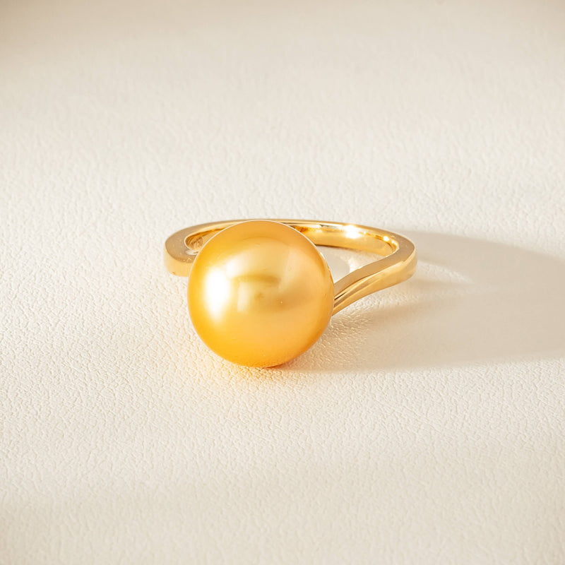 18ct Yellow Gold 12mm Golden South Sea Pearl Ring - Ring - Walker & Hall