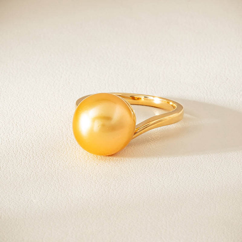 18ct Yellow Gold 12mm Golden South Sea Pearl Ring - Ring - Walker & Hall