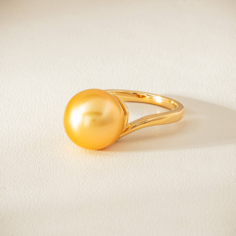 18ct Yellow Gold 12mm Golden South Sea Pearl Ring - Ring - Walker & Hall