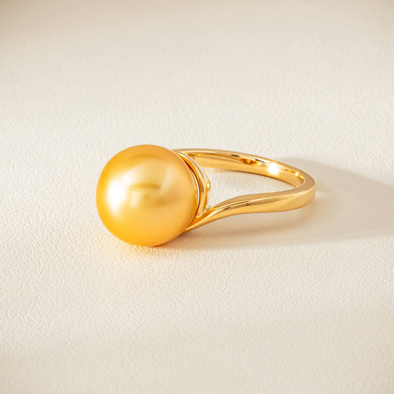 18ct Yellow Gold 12mm Golden South Sea Pearl Ring - Ring - Walker & Hall