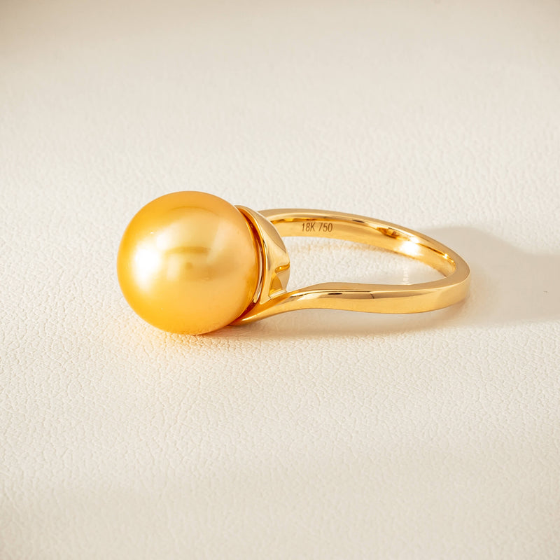 18ct Yellow Gold 12mm Golden South Sea Pearl Ring - Ring - Walker & Hall