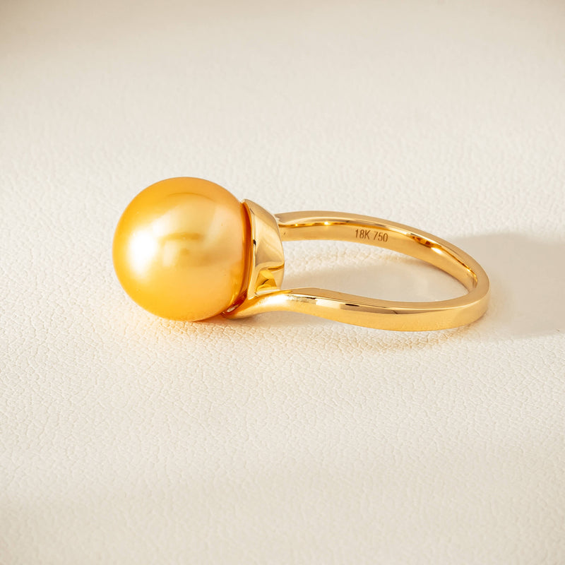 18ct Yellow Gold 12mm Golden South Sea Pearl Ring - Ring - Walker & Hall