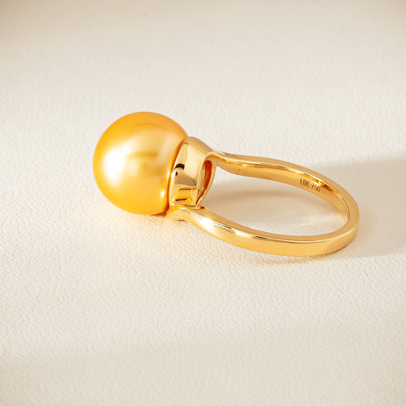 18ct Yellow Gold 12mm Golden South Sea Pearl Ring - Ring - Walker & Hall