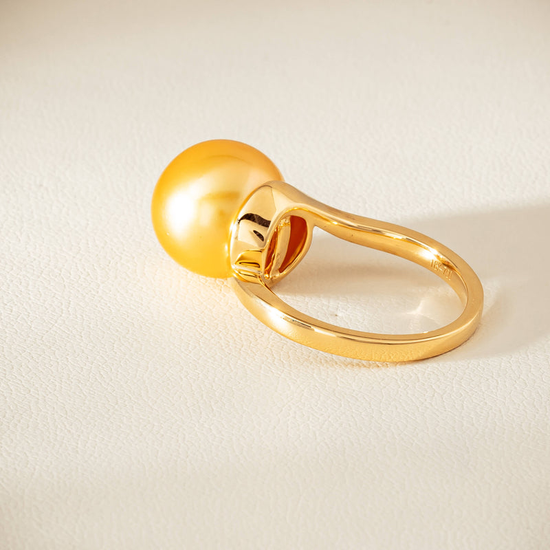 18ct Yellow Gold 12mm Golden South Sea Pearl Ring - Ring - Walker & Hall