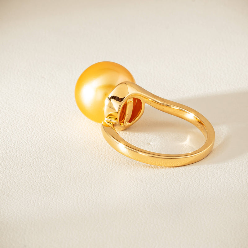 18ct Yellow Gold 12mm Golden South Sea Pearl Ring - Ring - Walker & Hall