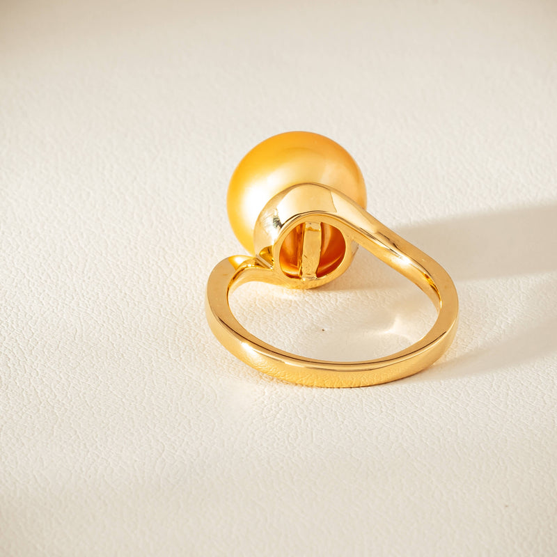 18ct Yellow Gold 12mm Golden South Sea Pearl Ring - Ring - Walker & Hall