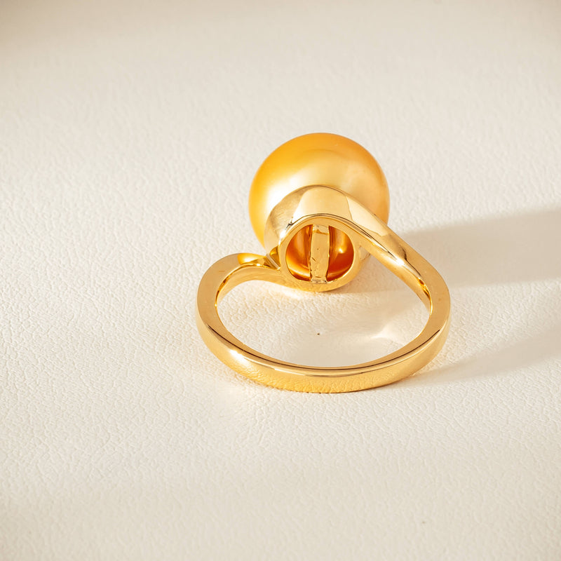 18ct Yellow Gold 12mm Golden South Sea Pearl Ring - Ring - Walker & Hall