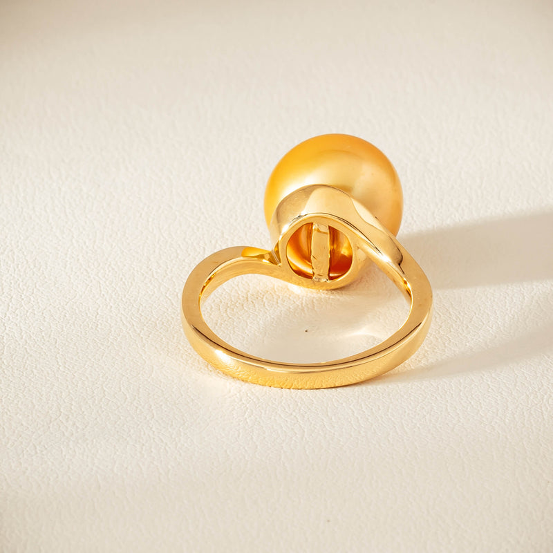18ct Yellow Gold 12mm Golden South Sea Pearl Ring - Ring - Walker & Hall