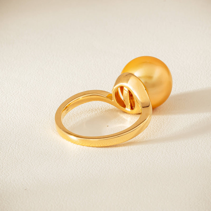 18ct Yellow Gold 12mm Golden South Sea Pearl Ring - Ring - Walker & Hall