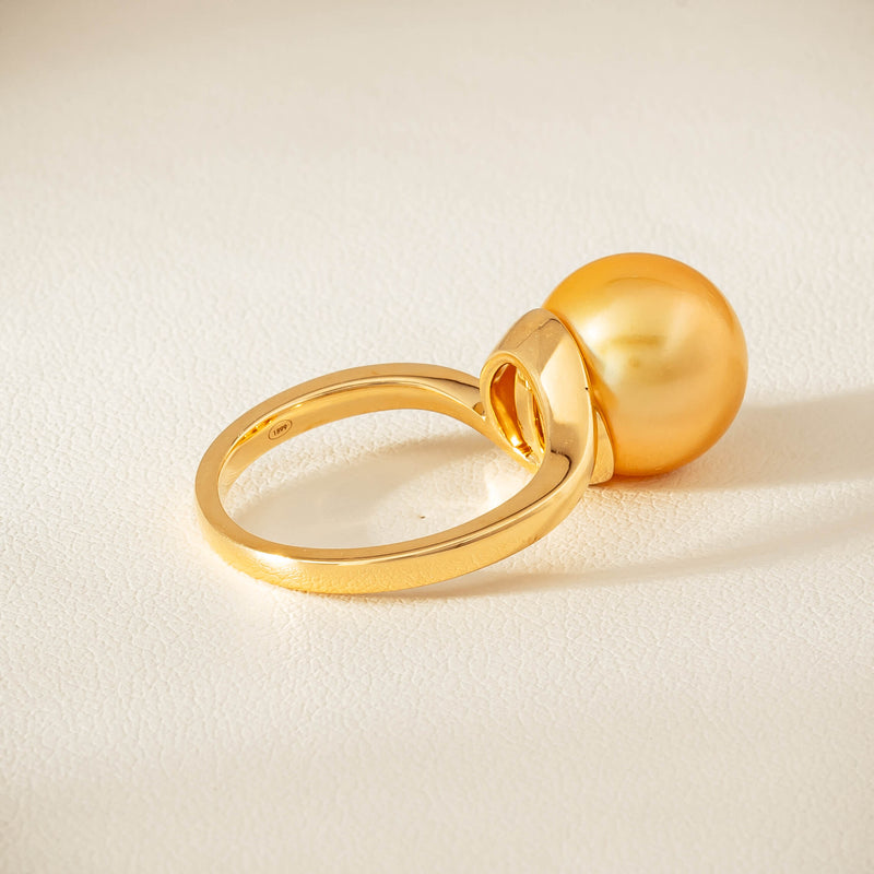 18ct Yellow Gold 12mm Golden South Sea Pearl Ring - Ring - Walker & Hall