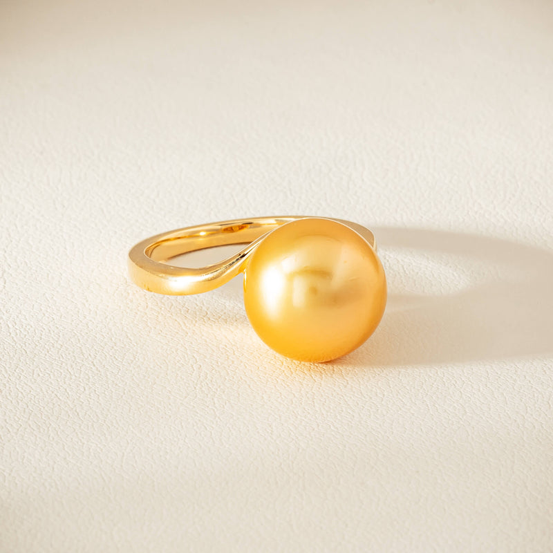 18ct Yellow Gold 12mm Golden South Sea Pearl Ring - Ring - Walker & Hall