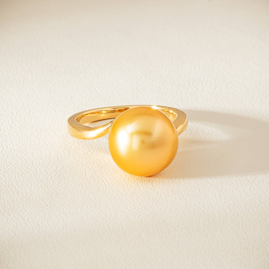 18ct Yellow Gold 12mm Golden South Sea Pearl Ring - Ring - Walker & Hall
