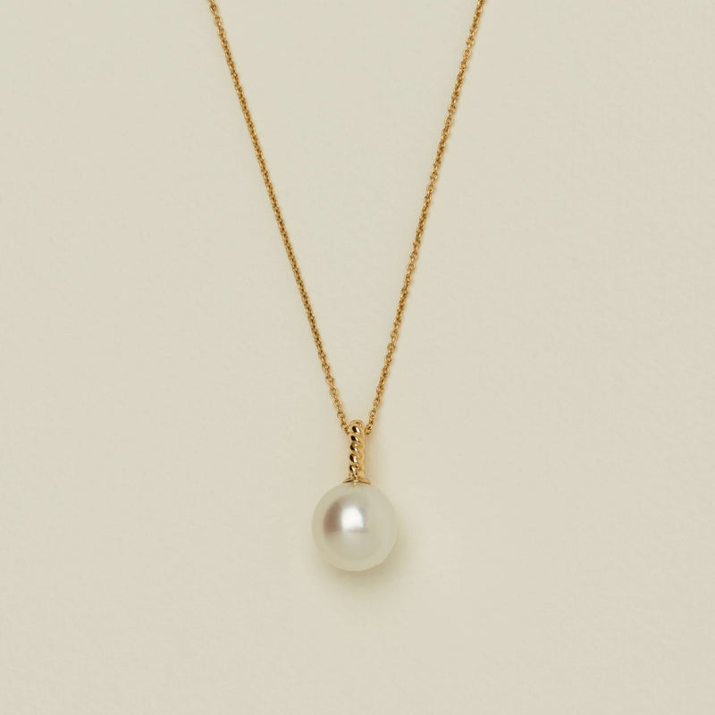 18ct Yellow Gold 12.2mm South Sea Pearl Twine Pendant - Necklace - Walker & Hall