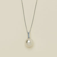 18ct White Gold 12.2mm South Sea Pearl Twine Pendant - Necklace - Walker & Hall
