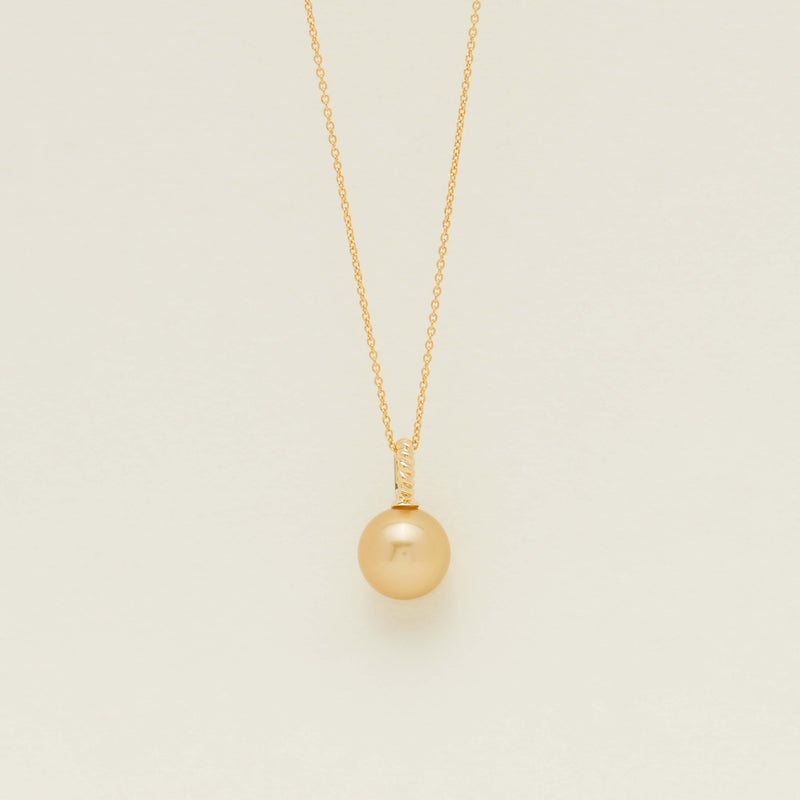 18ct Yellow Gold 12mm Golden Pearl Twine Pendant