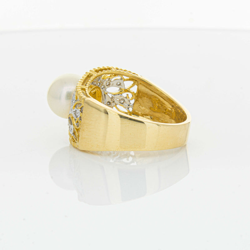 Deja Vu 18ct Yellow Gold Cultured Pearl & Diamond Ring - Ring - Walker & Hall