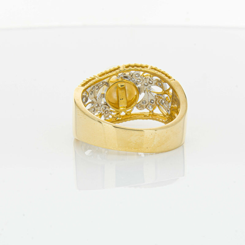 Deja Vu 18ct Yellow Gold Cultured Pearl & Diamond Ring - Ring - Walker & Hall
