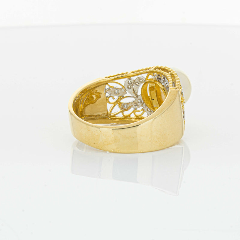Deja Vu 18ct Yellow Gold Cultured Pearl & Diamond Ring - Ring - Walker & Hall
