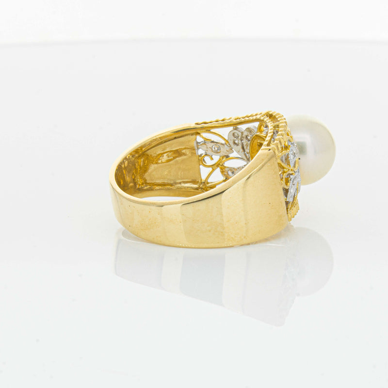 Deja Vu 18ct Yellow Gold Cultured Pearl & Diamond Ring - Ring - Walker & Hall