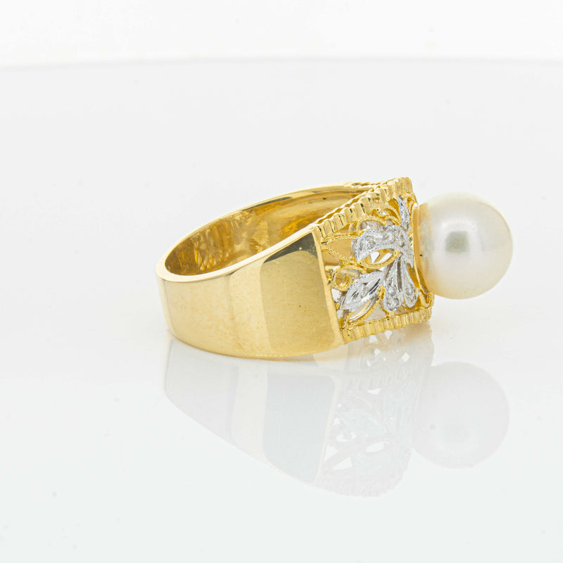 Deja Vu 18ct Yellow Gold Cultured Pearl & Diamond Ring - Ring - Walker & Hall