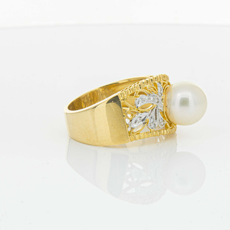 Deja Vu 18ct Yellow Gold Cultured Pearl & Diamond Ring - Ring - Walker & Hall