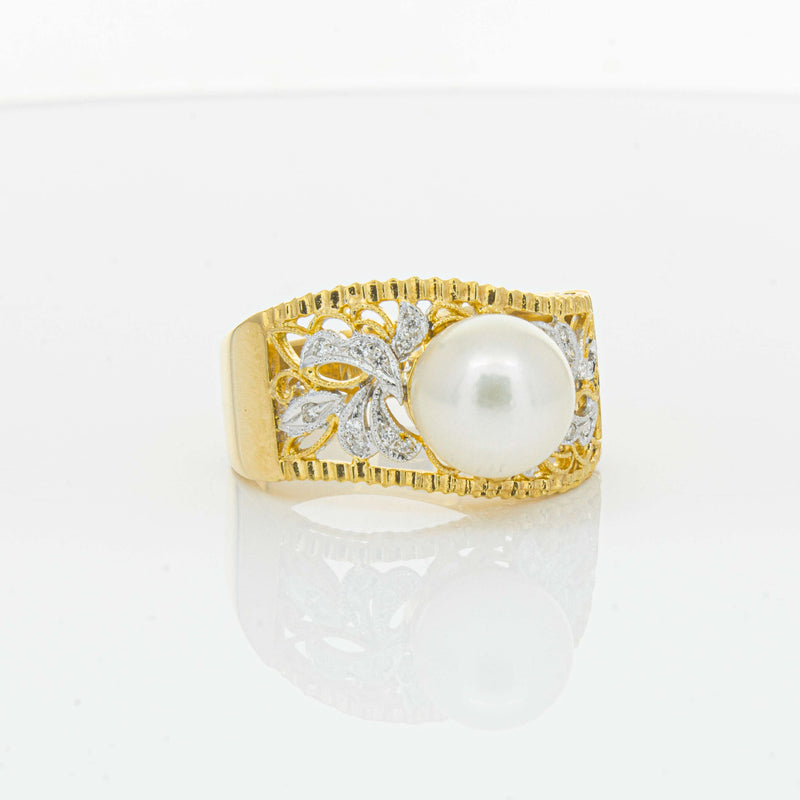 Deja Vu 18ct Yellow Gold Cultured Pearl & Diamond Ring - Ring - Walker & Hall