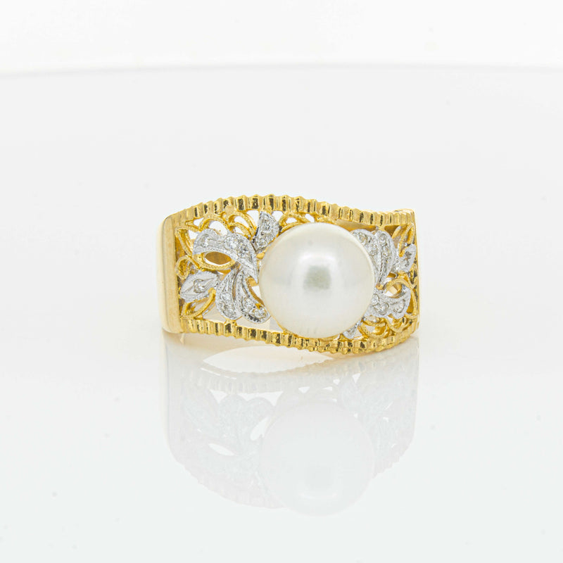 Deja Vu 18ct Yellow Gold Cultured Pearl & Diamond Ring - Ring - Walker & Hall