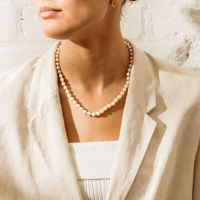 Deja Vu 9ct Yellow Gold 7-7.5mm Akoya Pearl Strand - Necklace - Walker & Hall