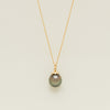 18ct Yellow Gold 12.3mm Black Pearl Drop Pendant - Necklace - Walker & Hall