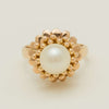 Vintage 14ct Yellow Gold 9mm Akoya Pearl Flower Ring