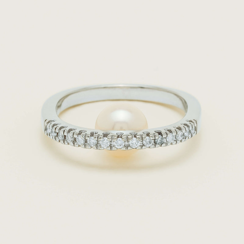 Deja Vu 14ct White Gold Pearl & Diamond Ring - Ring - Walker & Hall