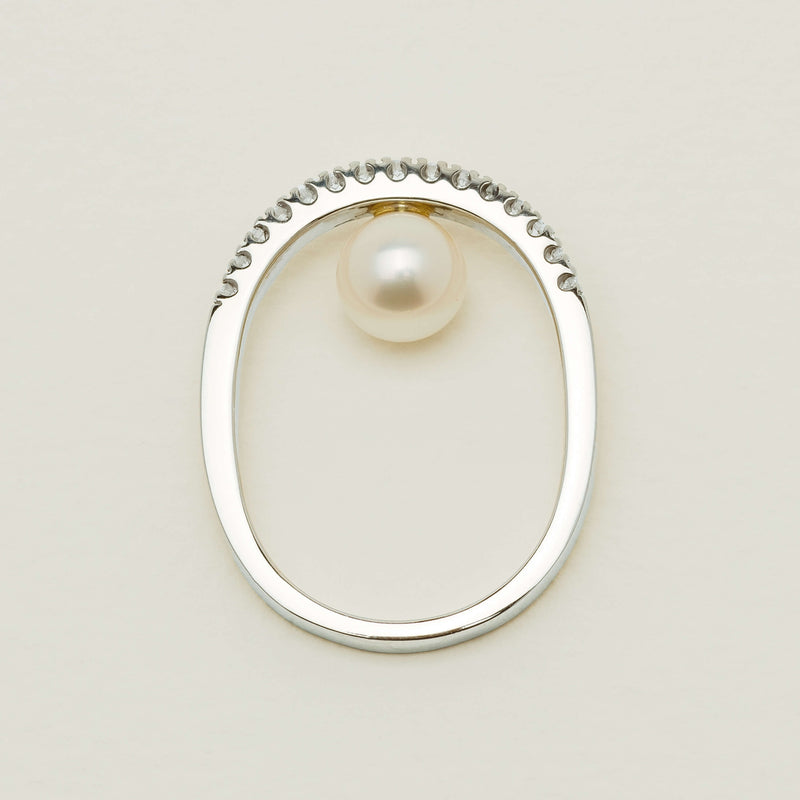 Deja Vu 14ct White Gold Pearl & Diamond Ring - Ring - Walker & Hall