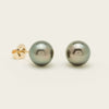 9ct Yellow Gold 8-8.5mm Tahitian Black Pearl Stud Earrings