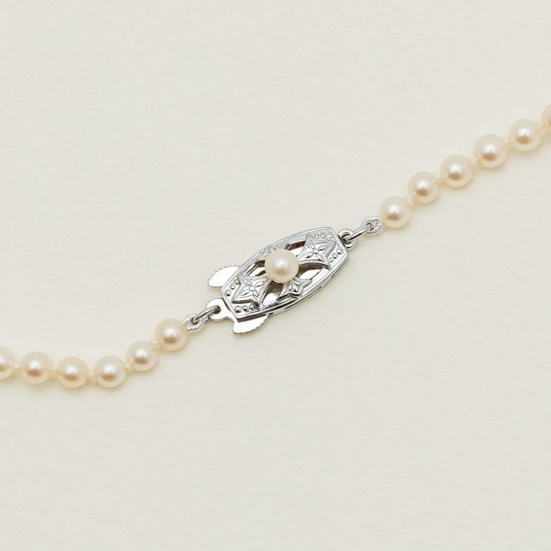 Vintage Sterling Silver Mikimoto Cultured Pearl Strand