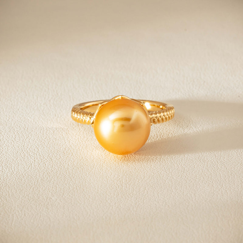18ct Yellow Gold 11.2mm Golden Pearl Selene Ring