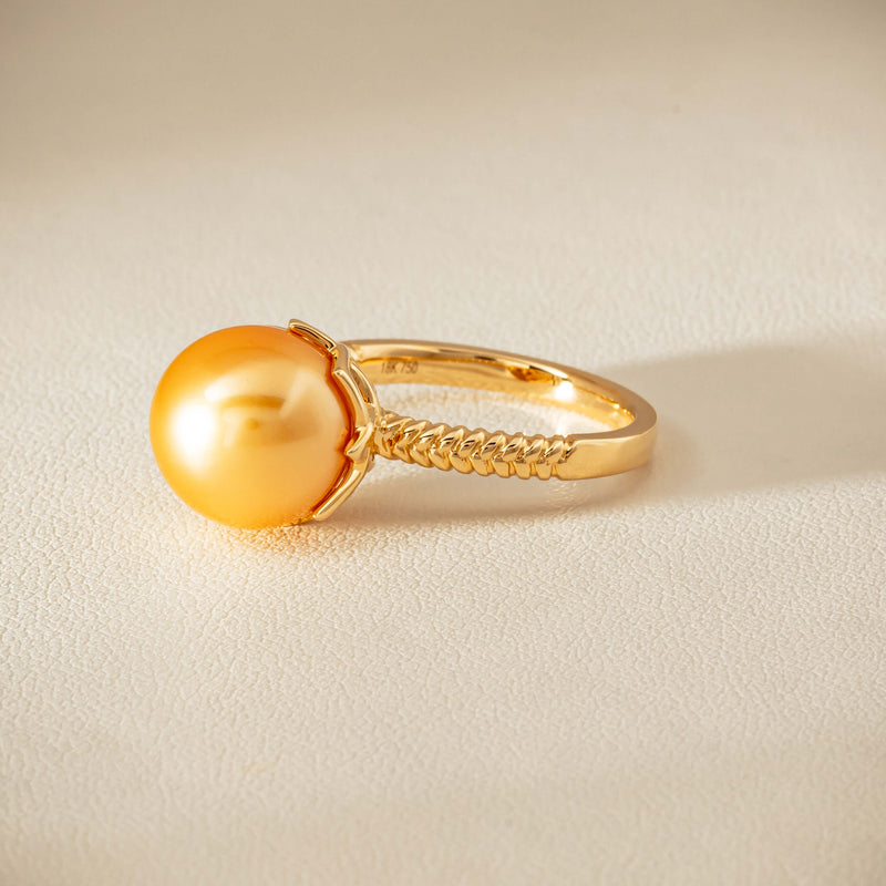 18ct Yellow Gold 11.2mm Golden Pearl Selene Ring