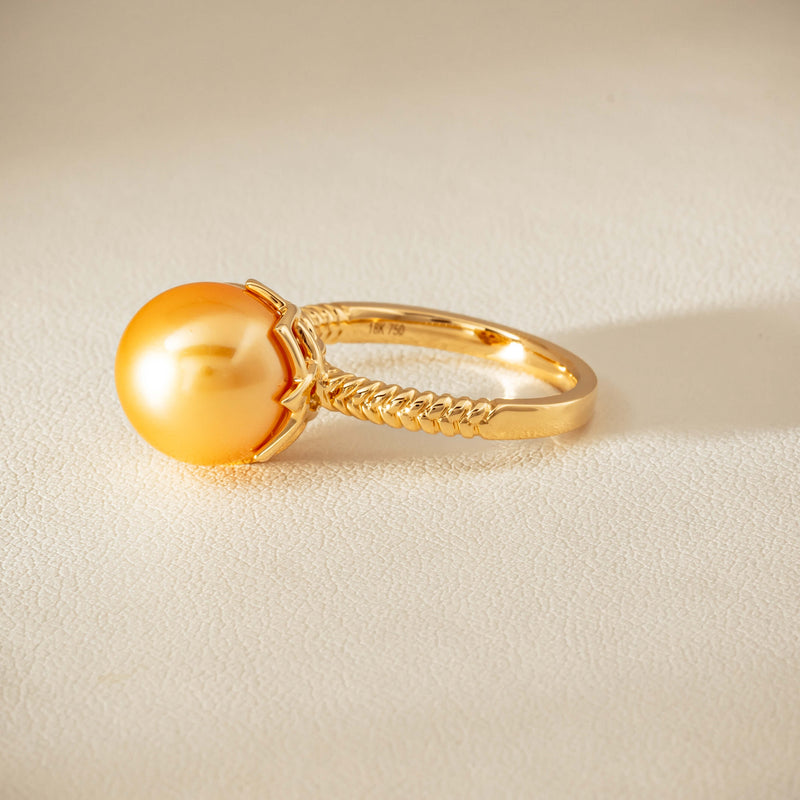 18ct Yellow Gold 11.2mm Golden Pearl Selene Ring