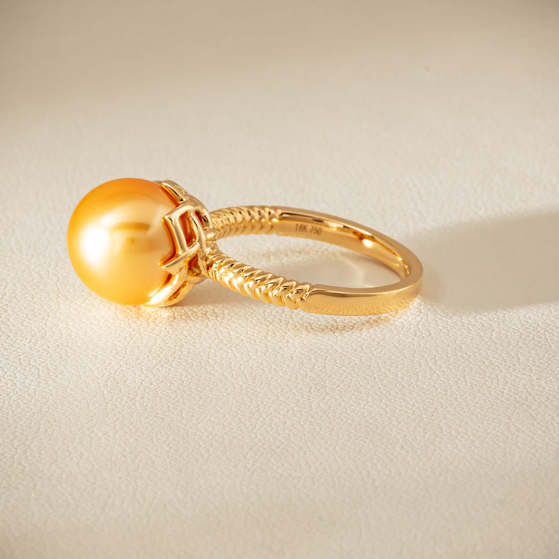 18ct Yellow Gold 11.2mm Golden Pearl Selene Ring