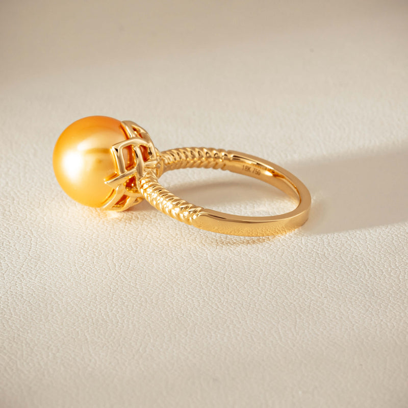 18ct Yellow Gold 11.2mm Golden Pearl Selene Ring