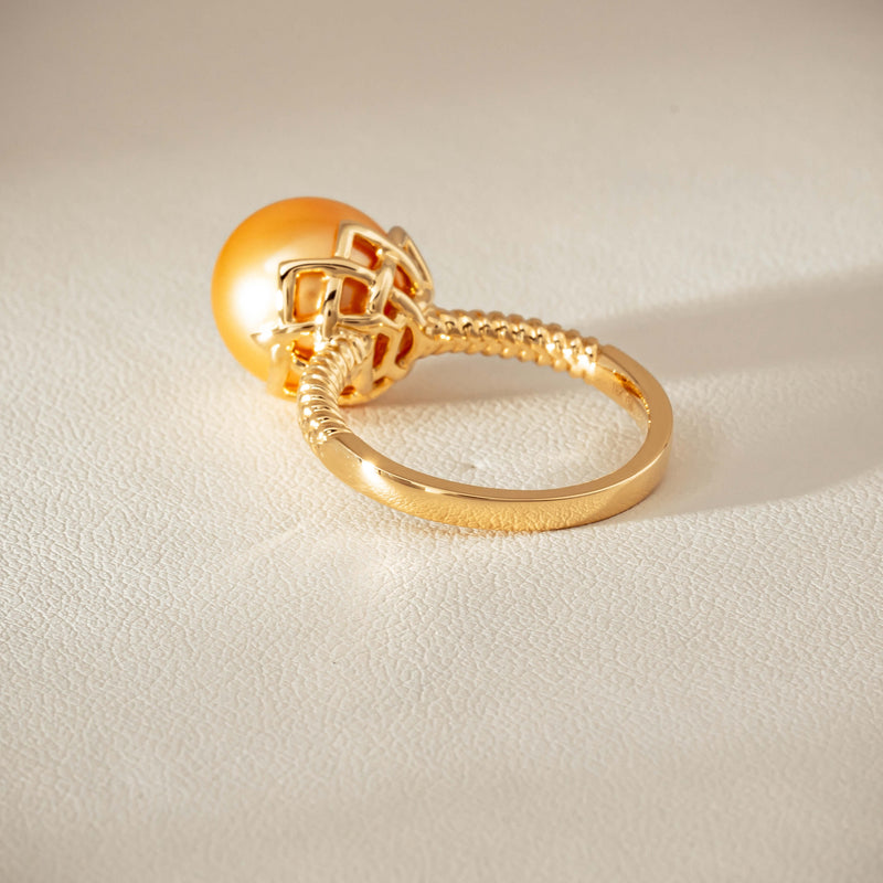 18ct Yellow Gold 11.2mm Golden Pearl Selene Ring