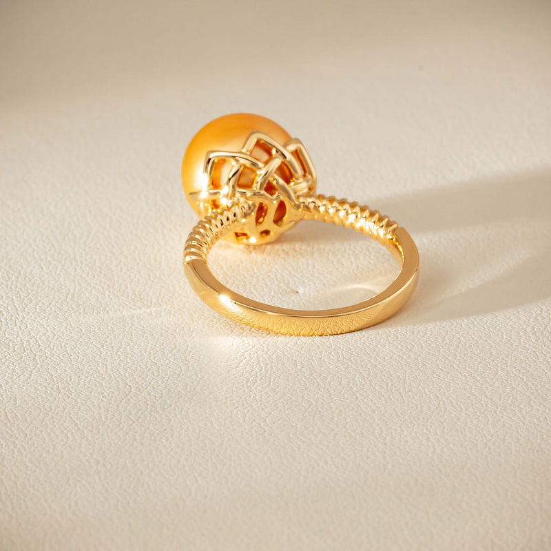18ct Yellow Gold 11.2mm Golden Pearl Selene Ring